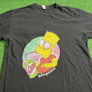 The Simpsons Bart Simpson Drinking Squishee T-Shirt‎ Black Size Medium